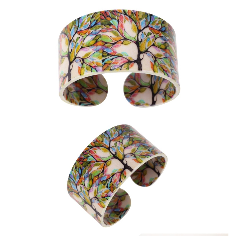 NEW Tree of Life Adjustable Acrylic Bangle Cuff - Picture 10 of 13